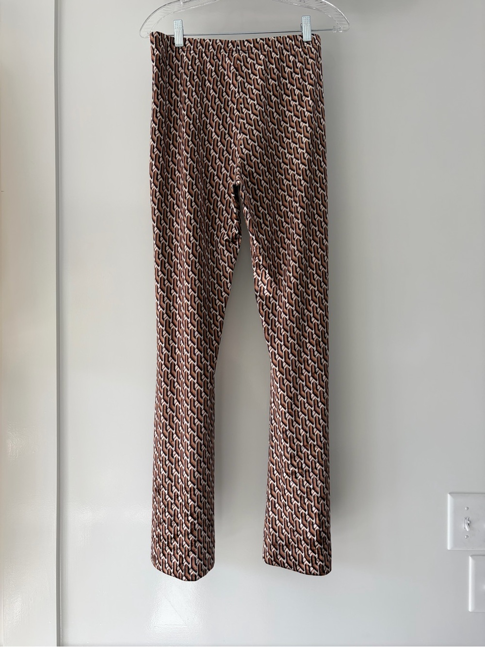 ESQUALO Brown Black Cream Geometric Print Pants